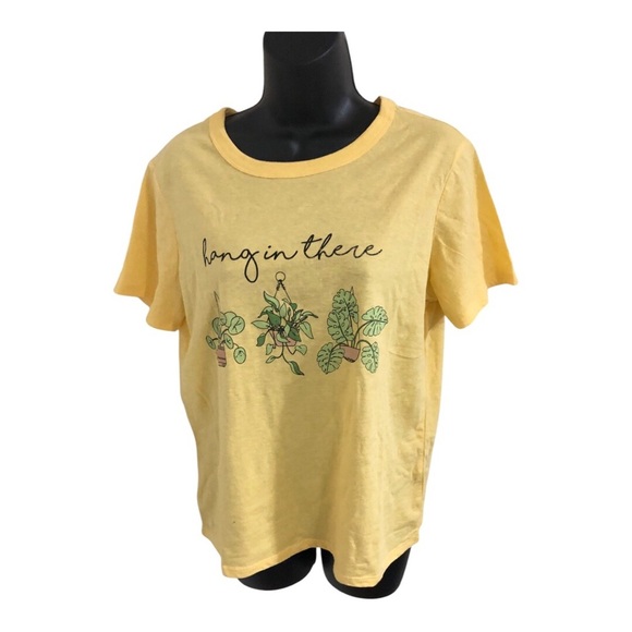 Yellow green plant and herbs hang in there graphic print t-shirt size small‎ new - Picture 1 of 7